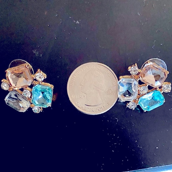 Multi-Color Stone Statement Earrings, NWT - Picture 5 of 8